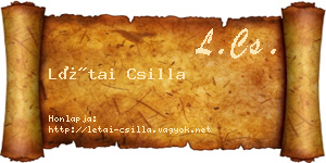 Létai Csilla névjegykártya